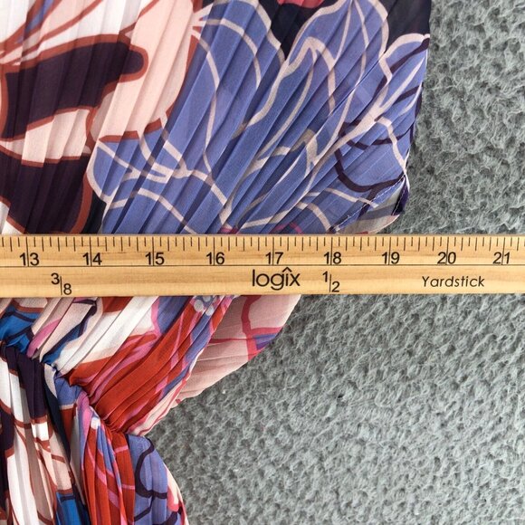 Molly Bracken Dress Womens Small Multi Floral Mini Blouson Knife Pleats Button - Picture 9 of 13